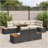 9-delars trädgårdsset med kuddar, svart poly-rattan och akacia vidaXL 100 x 55 x 73 cm – miniatyr 3