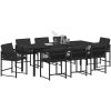 9-delars trädgårdsset med kuddar Svart Poly Rattan vidaXL 200 x 80 x 73 cm – miniatyr 3