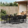 9-delars trädgårdsset med kuddar Svart Poly Rattan vidaXL 200 x 80 x 73 cm – miniatyr 4