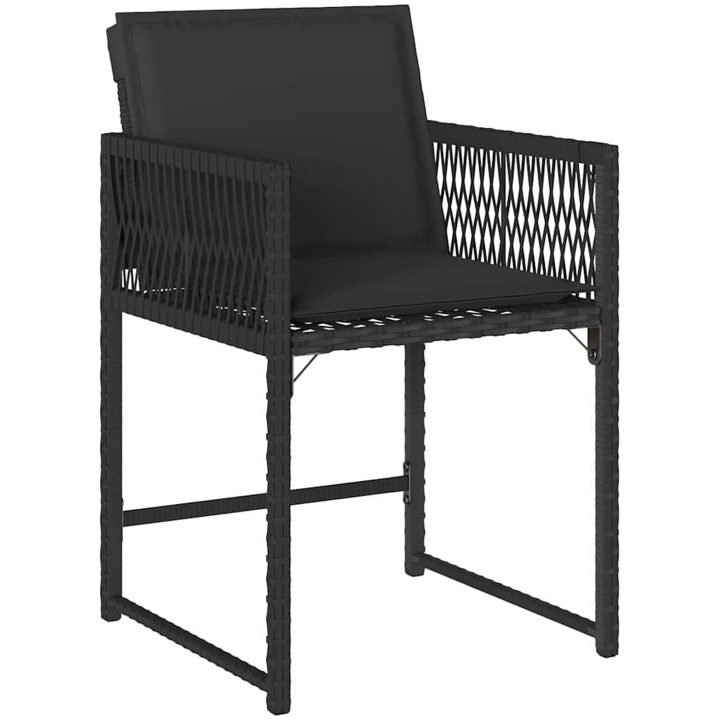 9-delars trädgårdsset med kuddar Svart Poly Rattan vidaXL 200 x 80 x 73 cm – bild 5