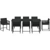 9-delars trädgårdsset med kuddar Svart Poly Rattan vidaXL 200 x 80 x 73 cm – miniatyr 6