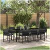 9-delars trädgårdsset med kuddar Svart Poly Rattan vidaXL 200 x 80 x 73 cm – miniatyr 1