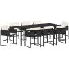 9-delars trädgårdsset med kuddar - svart poly-rattan vidaXL 200 x 80 x 73 cm – miniatyr 2