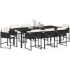 9-delars trädgårdsset med kuddar - svart poly-rattan vidaXL 200 x 80 x 73 cm – miniatyr 3