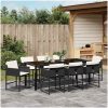9-delars trädgårdsset med kuddar - svart poly-rattan vidaXL 200 x 80 x 73 cm – miniatyr 4