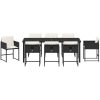 9-delars trädgårdsset med kuddar - svart poly-rattan vidaXL 200 x 80 x 73 cm – miniatyr 6