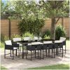 9-delars trädgårdsset med kuddar - svart poly-rattan vidaXL 200 x 80 x 73 cm – miniatyr 1