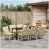 9-delars trädgårdsset med matbord och kuddar i beige poly rattan vidaXL 200 x 80 x 73 cm – miniatyr 4