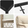 9-delars trädgårdsset med matbord och kuddar i beige poly rattan vidaXL 200 x 80 x 73 cm – miniatyr 8