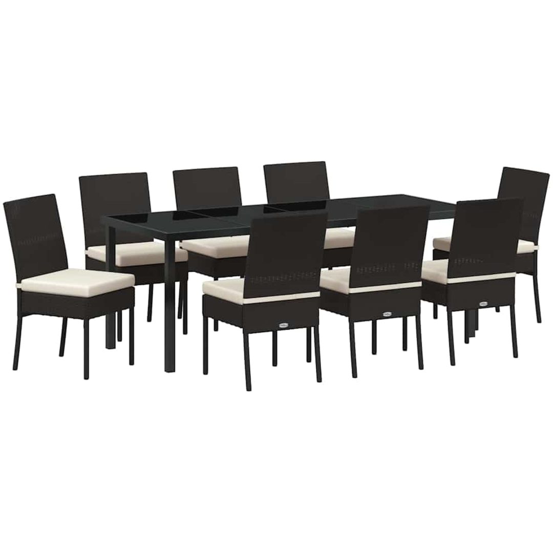 9 Delars Trädgårdsset Svart Poly Rattan vidaXL 200 x 80 x 73 cm – bild 2