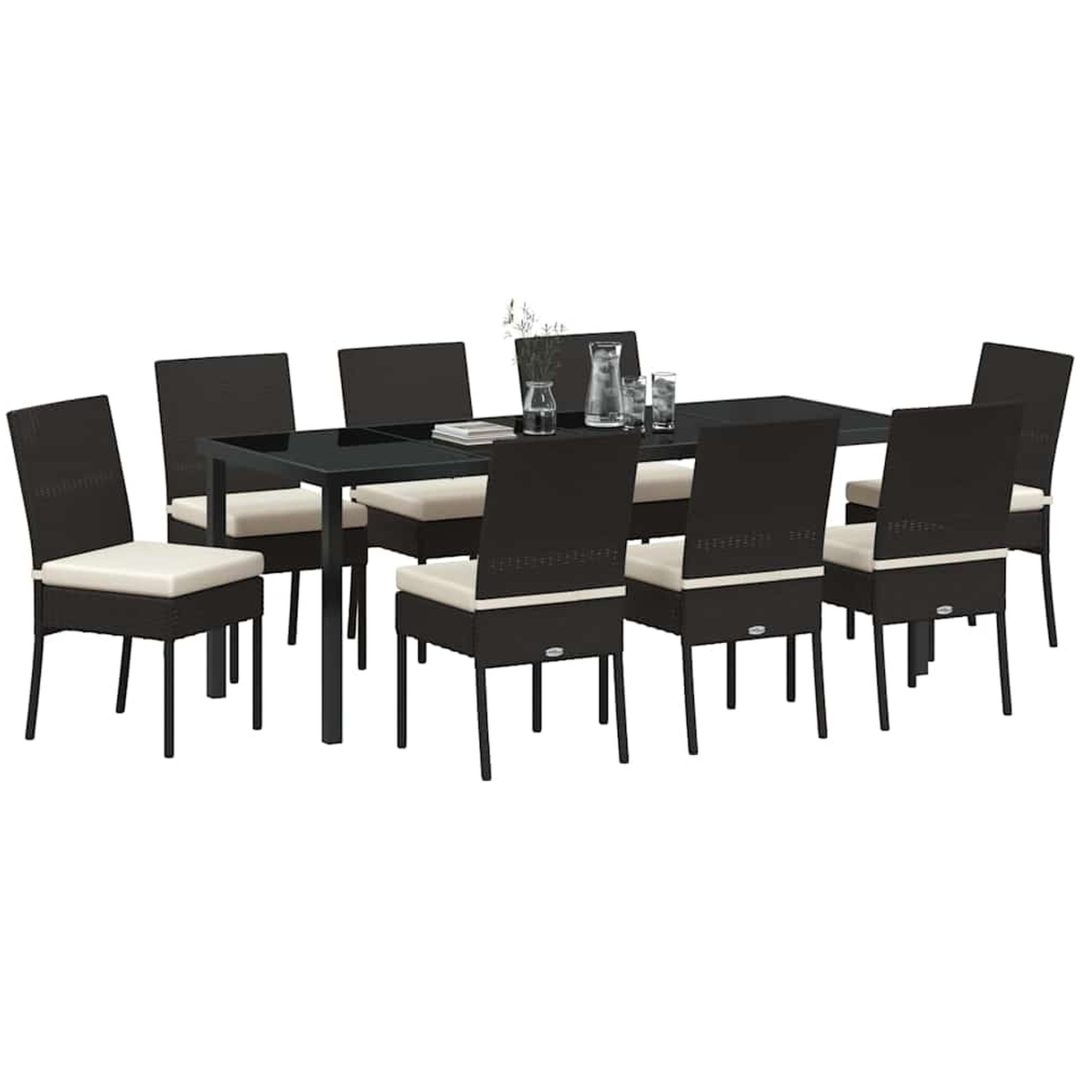 9 Delars Trädgårdsset Svart Poly Rattan vidaXL 200 x 80 x 73 cm – bild 3