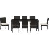 9 Delars Trädgårdsset Svart Poly Rattan vidaXL 200 x 80 x 73 cm – miniatyr 7