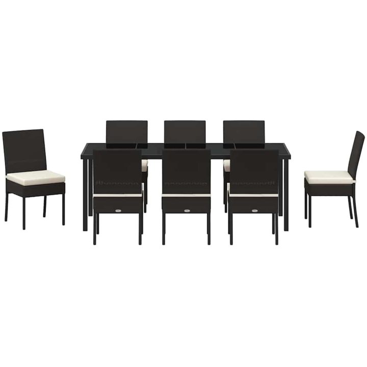 9 Delars Trädgårdsset Svart Poly Rattan vidaXL 200 x 80 x 73 cm – bild 7