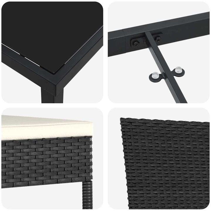 9 Delars Trädgårdsset Svart Poly Rattan vidaXL 200 x 80 x 73 cm – bild 8