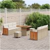 9-delars Trädgårdssoff-set med Dynor Beige Poly Rattan Akacia vidaXL Medium – miniatyr 3