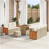 9-delars Trädgårdssoff-set med Dynor Beige Poly Rattan Akacia vidaXL Medium – miniatyr 1