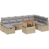 9-delars Trädgårdssoff-set med kuddar Beige Polyrattan vidaXL Stor – miniatyr 2