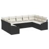 9-delars trädgårdssoff-set med kuddar svart poly rattan vidaXL 289 x 178.5 x 85 cm – miniatyr 2