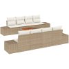 9-delars trädgårdssoffa med kuddar i beige poly-rattan och akacia. vidaXL 55 x 55 x 37 cm – miniatyr 2