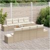 9-delars trädgårdssoffa med kuddar i beige poly-rattan och akacia. vidaXL 55 x 55 x 37 cm – miniatyr 3