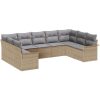 9-delars Trädgårdssoffa Set med Kuddar Beige Poly Rotting vidaXL 289 x 187.5 x 85 cm – miniatyr 2