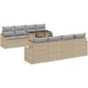 9-delars trädgårdssoffa Set med Kuddar i Beige Poly Rattan vidaXL 100 x 55 x 73 cm – miniatyr 2