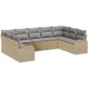 9-delars Trädgårdssoffan med kuddar Beige Poly Rattan vidaXL 289 x 179 x 85 cm – miniatyr 2