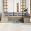 9-delars Trädgårdssoffan med kuddar Beige Poly Rattan vidaXL 289 x 179 x 85 cm – miniatyr 3
