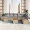 9-delars trädgårdssoffgrupp med beige kuddar i poly rattan vidaXL 55 x 55 x 37 cm – miniatyr 3