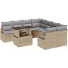 9-delars Trädgårdssoffgrupp med Kuddar Beige Poly Rotting vidaXL Medium – miniatyr 2