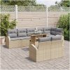 9-delars Trädgårdssoffgrupp med kuddar i beige poly rattan vidaXL 100 x 55 x 73 cm – miniatyr 3