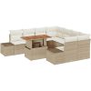 9-delars trädgårdssoffgrupp med kuddar i beige polyrattan vidaXL 100 x 55 x 73 cm – miniatyr 2