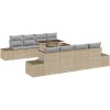 9-delars trädgårdssoffgrupp med kuddar i beige polyrotang vidaXL 100 x 55 x 73 cm – miniatyr 2