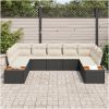 9-delars trädgårdssoffgrupp med kuddar - svart poly rattan & akacia vidaXL 289 x 209 x 69 cm – miniatyr 3