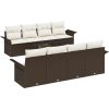9-delars Trädgårdssoffset med Kuddar Brun Poly Rattan vidaXL 55 x 55 x 37 cm – miniatyr 2