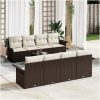 9-delars Trädgårdssoffset med Kuddar Brun Poly Rattan vidaXL 55 x 55 x 37 cm – miniatyr 1