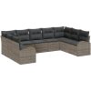 9 Delars Trädgårdssoffset med Kuddar Grå Poly Rattan vidaXL 289 x 179 x 85 cm – miniatyr 2