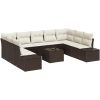 9 Delars Trädgårdssoffset med Kuddar - Grå Poly Rattan vidaXL 289 x 209 x 69 cm – miniatyr 2