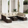 9 Delars Trädgårdssoffset med Kuddar - Grå Poly Rattan vidaXL 289 x 209 x 69 cm – miniatyr 1