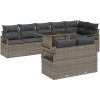 9-delars Trädgårdssoffset med Kuddar Grå Poly Rattan vidaXL Stor – miniatyr 2