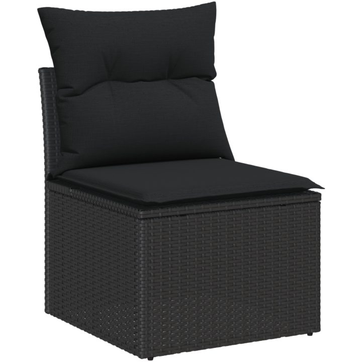 9-delars Trädgårdssoffset med Kuddar Svart Poly Rattan vidaXL Stor – bild 7