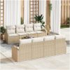 9-delars Trädgårdsssoffset med kuddar Beige Poly Rattan vidaXL 55 x 55 x 37 cm – miniatyr 1