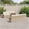 9-delars utegrupp med dynor i beige polyrotting och akacia vidaXL 100 x 55 x 73 cm – miniatyr 3