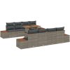 9-delars utemöbelset med dynor i grå poly-rattan och akacia vidaXL 100 x 55 x 73 cm – miniatyr 2