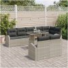 9-delars utemöbelset med kuddar i ljusgrå poly-rattan vidaXL 100 x 55 x 73 cm – miniatyr 3