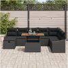 9-delars utemöbelset med kuddar i svart poly rattan vidaXL 100 x 55 x 73 cm – miniatyr 3
