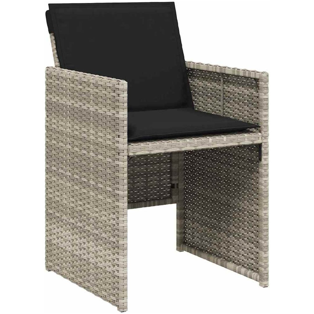 9-delars utemöbelset med kuddar, ljusgrå polyrotting vidaXL 200 x 80 x 73 cm – bild 5