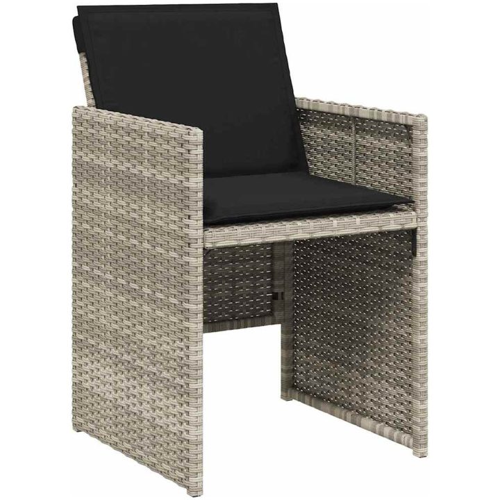 9-delars utemöbelset med kuddar, ljusgrå polyrotting vidaXL 200 x 80 x 73 cm – bild 5