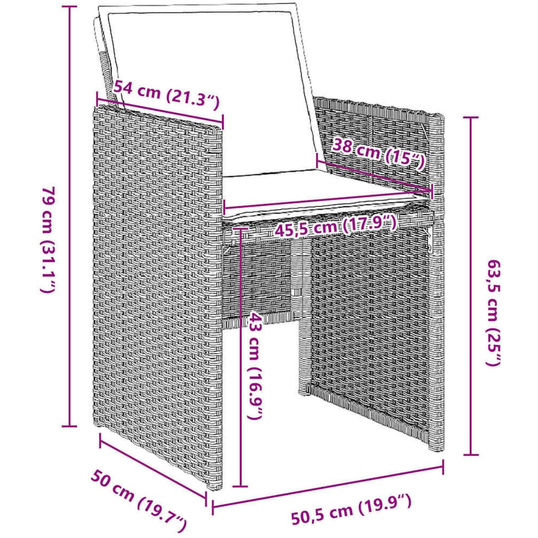 9-delars utemöbelset med kuddar, ljusgrå polyrotting vidaXL 200 x 80 x 73 cm – bild 8