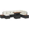 9-delars utemöbelset med kuddar, svart poly-rattan. vidaXL 100 x 55 x 73 cm – miniatyr 2